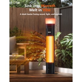 Frivibe Electric Infrared Patio Heater, Built-in Speaker & 16-color Mood Lights, 43 inch, IP65 Waterproof, 24H Timer, 1500W, Sleek Aluminum Unibody, Creates a Warm & Vibey Atmosphere Outdoor/Indoor