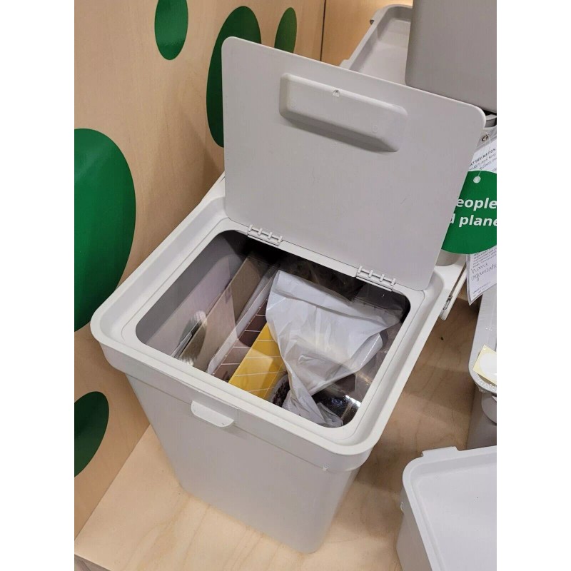 IKEA New HÅLLBAR Bin With Lid Light Gray 22L/ 6