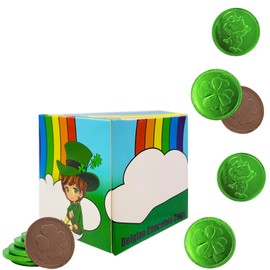The Dreidel Company St. Patrick's Day Chocolate Coins Lucky Green Coins, Belgian Nut-Free Milk Chocolate, Kosher Certified Dairy Coin (Milk Chocolate, Half-Pound)