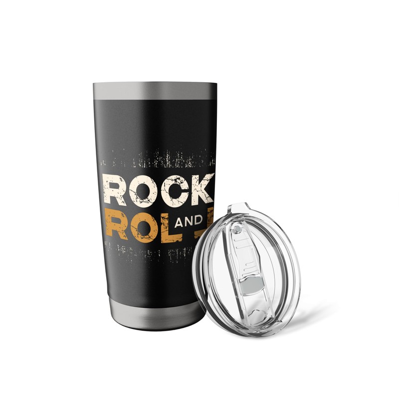 Rock & Roll Distressed Washed Rocker Concert Stainless Steel Insulated