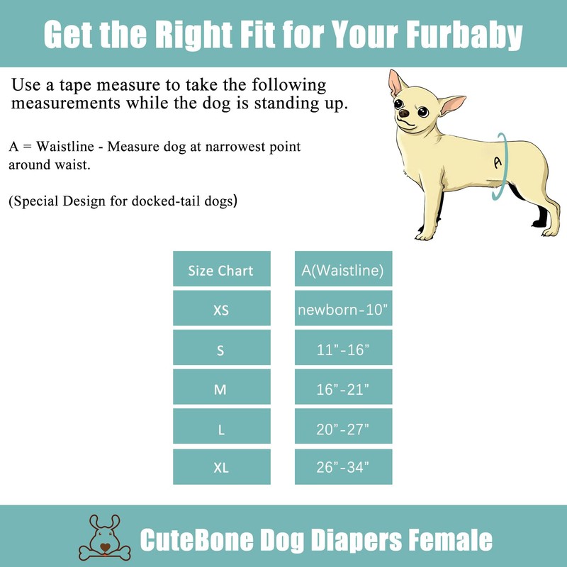 CuteBone - Pañales lavables para perros (3 unidades) para perros