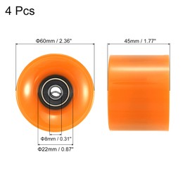 PATIKIL Pack of 4 60 mm Longboard Wheels with Bearings ABEC-9 Skateboard Wheel Road Wheels for Skateboards Cruiser Wheels Replacement 80A Orange, Black