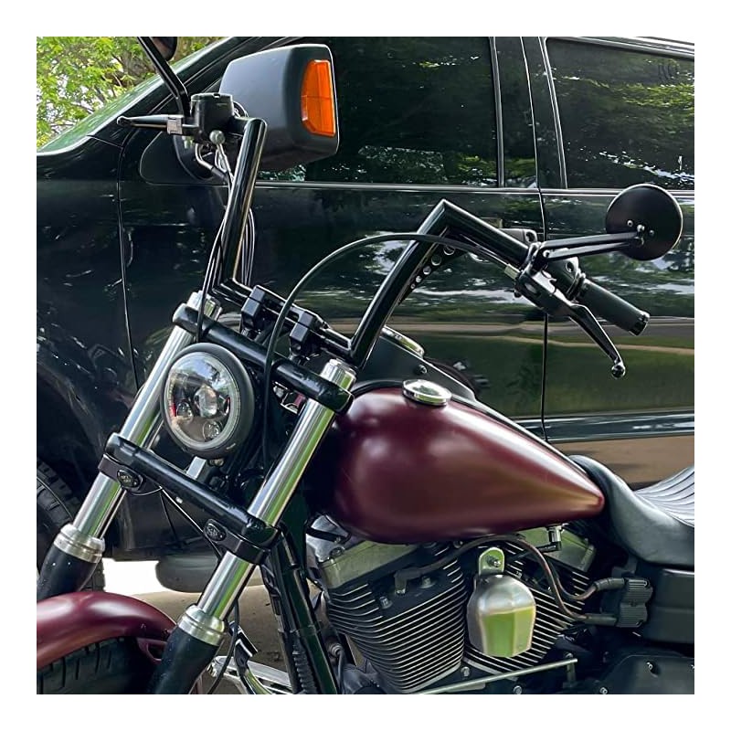 WSays Gloss Black 10" Rise Ape Hangers Handlebar 1-1/4" Diameter