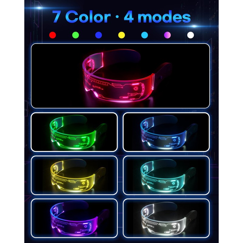 Kimimara Cyberpunk LED Glasses – Party Luminous Glasses Luminous Visor