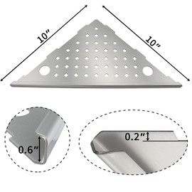 mivndeeopu Corner Shower Shelves 2-Pcs, 10” Rustproof 304 Stainless Steel Shower Corner Shelf with Razor Holder, No Drilling Bathroom Shower Shelf for Tiled Wall (Brushed Silvery Style 2)