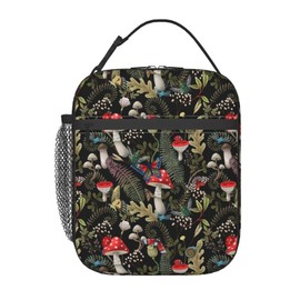 KEIGUXIAO mushroom butterfly green plants wild forest lunch bag reusable insulated meal bags portable lunch tote for work travel picnic camping