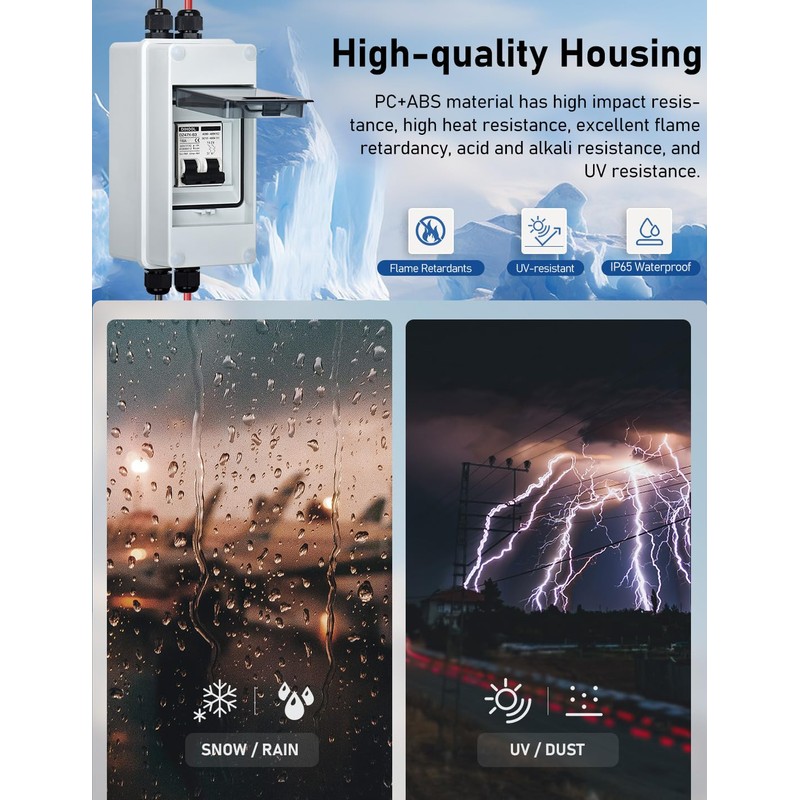 DIHOOL AC DC Circuit Breaker with IP65 Din Box for