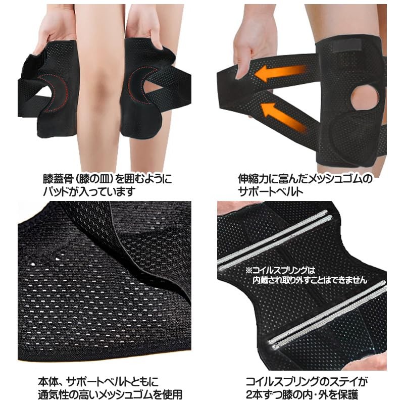 KY-BUSTER.COM🄬 膝サポーター 大きいサイズ 5L 4XL 薄手 夏用 ブラック ホワイト リーズナブル