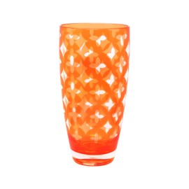 Le Cadeaux Luxury Acrylic Palazzio Collection Glassware Set of 6, Large Tumbler, Orange