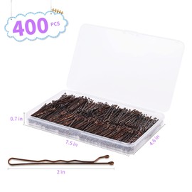 400Pcs Bobby Pins Brown, Cyluer Bobby Pin, 2 Inch Premium Bobby Pins Secure Hold & Pain Free For Women Girls and Kids, Invisible Wave Hair Pins Bulk With Storage Case, Suitable For Various Hairstyles
