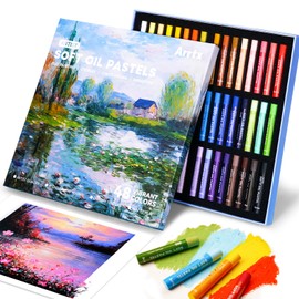 Arrtx Oil Pastels,48 Colors Set,Non Toxic Soft Oil Pastels for Art Painting, Drawing, Blending, Art Supplies for Artists, Beginners, Students