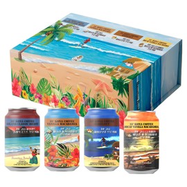 Hawaiian Paradise Coffee 10% Kona Cold Brew 4 Types x 355ml Gift Set, Roast Brew Coffee +..., 1 Set