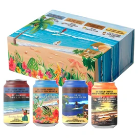 Hawaiian Paradise Coffee 10% Kona Cold Brew 4 Types x 355ml Gift Set, Roast Brew Coffee +..., 1 Set