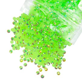 qiipii 5300PCS 3mm Fresh Green AB Resin Rhinestones Bulk Peridot Flatback Jelly Resin Stones SS10 Non-Hotfix Diamonds Gems Charms for Nails Face Eyes Makeup Body Mugs Tumblers DIY Crafts Decor Shoes