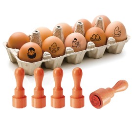 AHANDMAKER 5 Styles Egg Stamps Newly Hatched Chick Pattern Egg Stamp, Mini Wooden Egg Stamp, Unique Designs Egg Drawing Stamps for Egg Famers and Owners, Scrapbooking Card Making Planner Decal