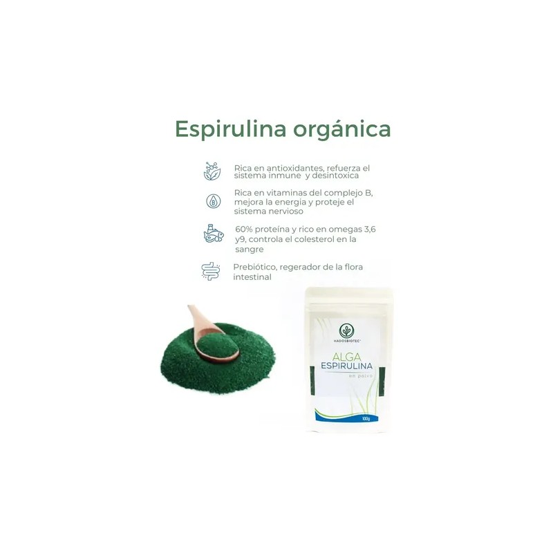 Alga Espirulina En Polvo Sin Conservadores Ni Aditivos 100 G