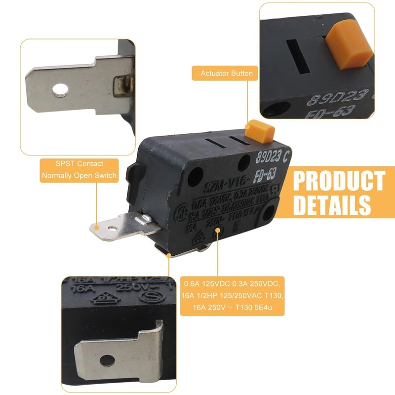Suifaqi 4-Pack SZM-V16-FA-63 Microwave Door Switch for LG GE Microwave
