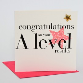 Claire Giles Hearts and Stars A Levels Congratulations Card - Pink