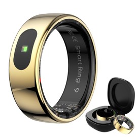 Smart Ring Health Tracker for Women & Men, No Subscription Required, Fitness Ring with Sleep & Motion Tracking, Touch Control, Compatible with iOS & Android (Gold, 11)