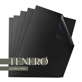 TENERO Grill Mat, Set of 5, 40 cm x 33 cm, Grill Mats for All Grills, Reusable Baking Paper