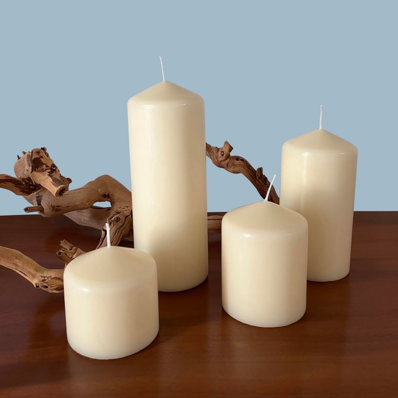 Stonebriar 35 Hour Long Burning Unscented Pillar Candles, 3x4, Ivory