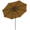 3 Tiers Tan 9FT Outdoor Patio Umbrella with Crank Push