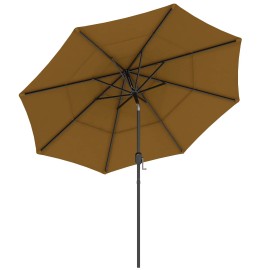 3 Tiers Tan 9FT Outdoor Patio Umbrella with Crank Push Button Tilt for Deck Backyard Lawn Sun Shadecolor: default