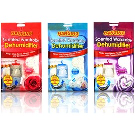 Scented Hanging Wardrobe Dehumidifier Damp Mould Condensation Control 3 pack (Lavender, Rose, Fresh Linen)