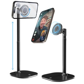 COOPER MagStand, Adjustable Magnetic iPhone Stand for Desk & Phone Holder for Video Recording, Compatible with MagSafe, Stand for iPhone 17 Pro Max, 16/15/14/13/12, Small Mag Safe Tripod (Black)