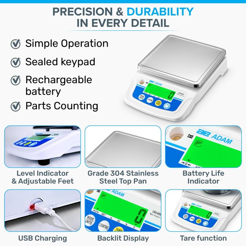 Adam Equipment CBX 6000 Compact Balance 6000g Capacity x 1g