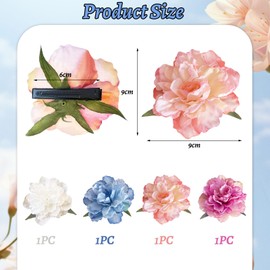 Mezrkuwr 4 Pieces Hawaiian Flower Hair Clips for Women Artificial Flower Clips Hair Accessories for Holiday Beach Party Boho Clips Hairpin for Girls Wedding