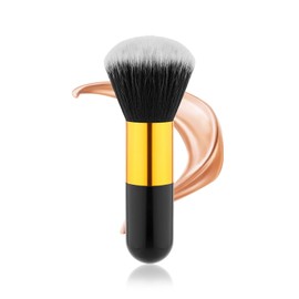 Gosknor Brocha Autobronceadora Facial, Grande Suave y Densa Bronceador Aplicador Brocha Autobronceador Kabuki Ideal para Broncear Protector Solar Rubor Base Maquillaje(Oro Negro)
