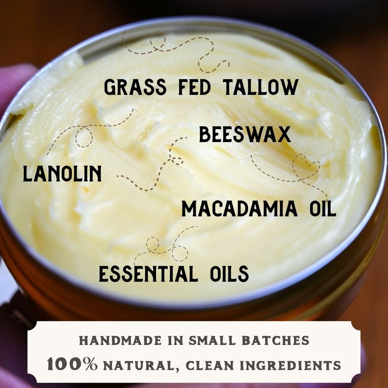 True Grit Tallow Natural Leather Conditioner, 4 oz, Grass-Fed Beef