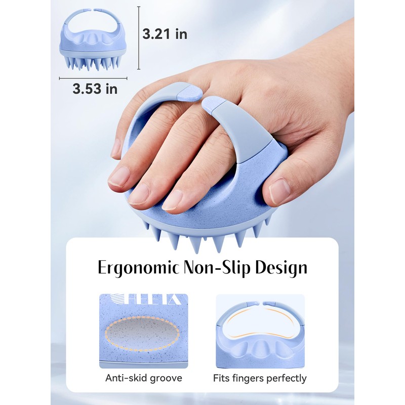HEETA Silicone Bristles Scalp Scrubber & Massager for Hair Growth,