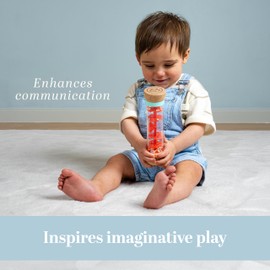 Owl & Fox Wooden Rainmaker Baby Rattle Toy - Soothing Sounds, Sensory Development and Music Exploration, Bold Colours for Visual Stimulation, Made from FSC Certified Wood, Perfect for Ages 12+ Months