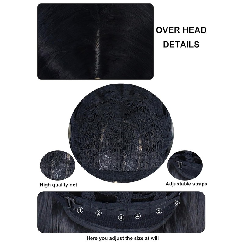 ANOGOL Long Black Wig Middle Part Witch Vampire Cosplay Goth