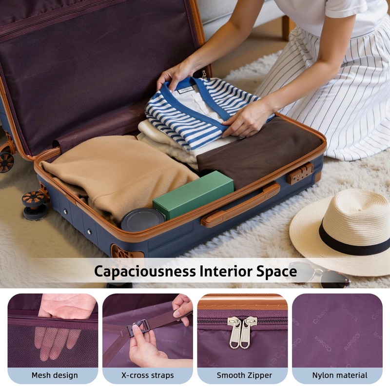 Cobens Luggage Sets 5 Piece Suitcase with Wheels，ABS Hard Case