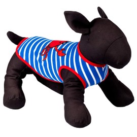 The Worthy Dog Appliqué Crab Graphic Sleeveless Dog Tees, Cotton Soft Tank T-Shirt for Dogs, Breathable Summer Outfit for Pets, Blue - XL