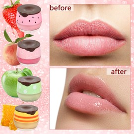 Lip Mask 4 Pcs Honeybalm Reduce Lip Lines Moisturising Anti-Cracking Honey Balm Lip Plumping Honey Strawberry Peach Green Apple