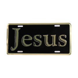 Auto Tag Deluxe License Plate - Jesus Gold/Black | Universal Car Plate-Auto Tag | Rust-Proof, Weather-Proof | Durable, Heavy Gauge Embossed Aluminum | Enamel Finish | Made in The USA