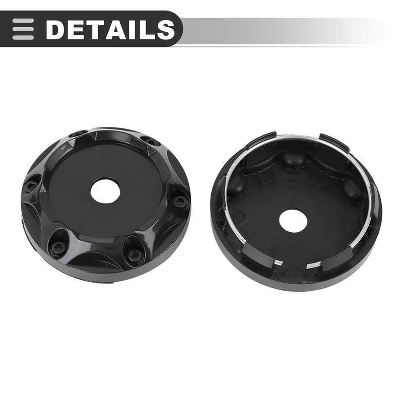 Motoforti Universal Wheel Center Hub Cap, Plastic, Black, 4 Pcs