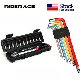 RIDERACE Bicycle Torque Wrench Set 15Pcs 1/4" 2-24Nm 1.5/2/2.5/3/4/ - 15pcs Tool Set