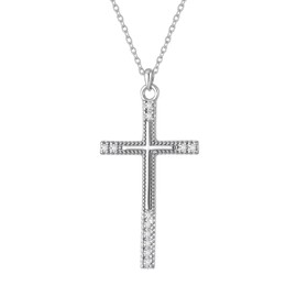 JUNORI Cross Necklace for Women Men 925 Sterling Silver Cross Necklaces 12 Stone 6A CZ 18K Gold Plated Necklaces for Festival, Vacation or Holiday Anniversary Birthday Christian Gifts for Her Him
