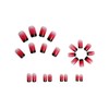 Short Square Press on Nails Gradient Red French Tip Fake
