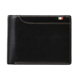 Milagro Wallet, Tamponato Leather, 21-Pocket Bi-fold Wallet, Black