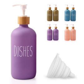 Loochica Purple Glass Kitchen Soap Dispenser, Detergent Dispenser or Dish Soap Dispenser for Kitchen Sink, Pink Soap Dispenser, Modern Lavender Decor Dish Soap Pump for Kitchen Organization