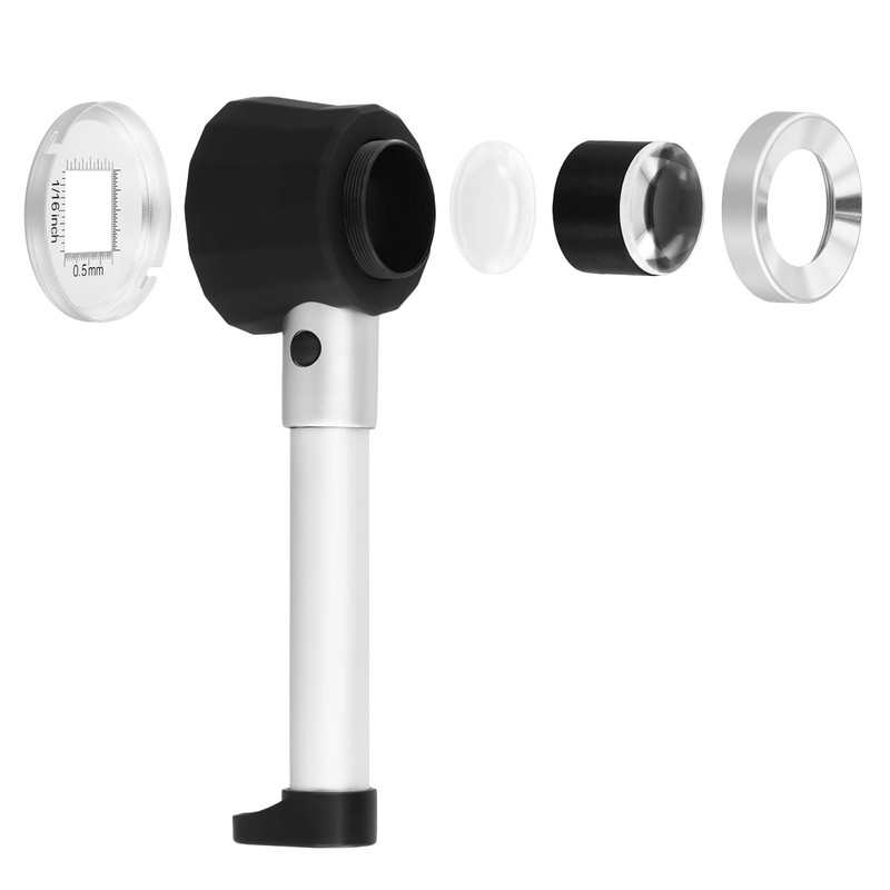 QWORK Handheld Magnifier 10x with 3 LEDs and Measuring Scale,