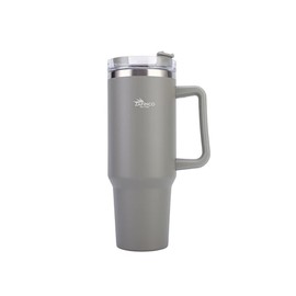 ZAFiNCO 40 oz Tumbler with Handle. Cupholder Friendly Vacuum Sealed Tumbler with Lid and Straw. Reusable Spill Proof Double Wall Stainless Steel Water Bottle for everyday use. GREY 40 Ounce