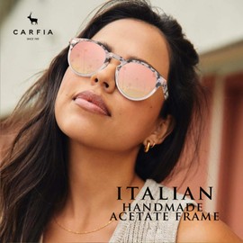 CARFIA Small Face Polarized Sunglasses for Women UV Protection Round Acetate Driving Shades Vintage Retro Style