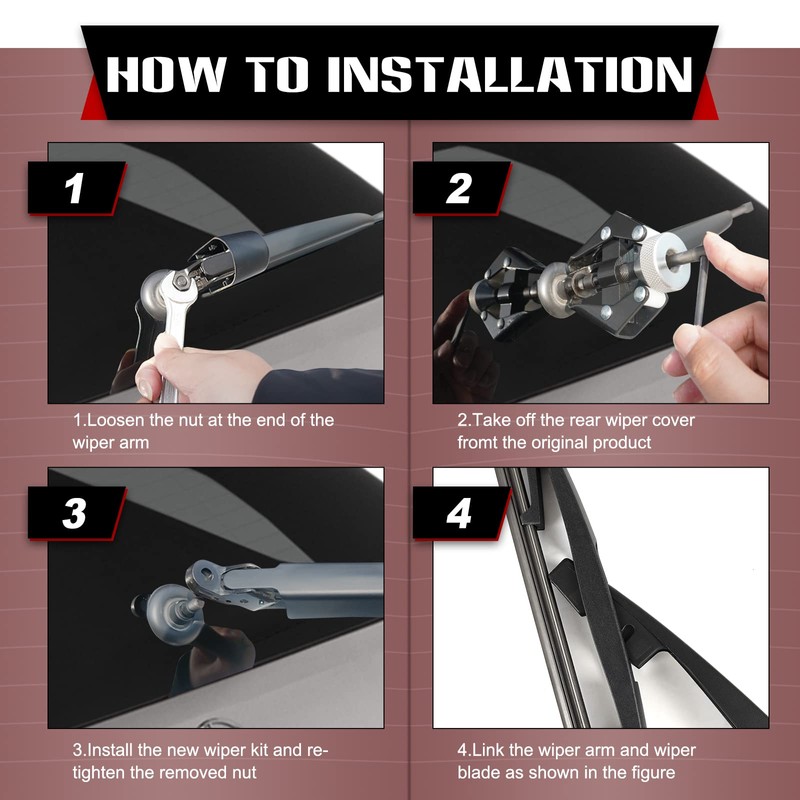 OTUAYAUTO Rear Windshield Wiper Arm Blade Set - Replacement for